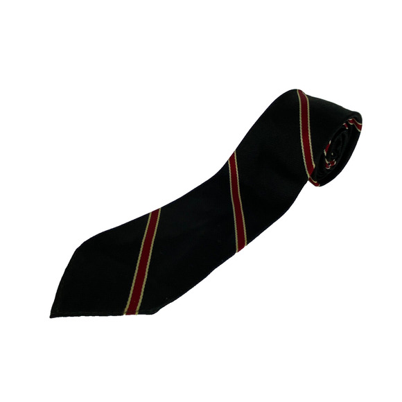 Vtg John Franks Slim Skinny Necktie 54" Short Striped Black Red White Schoolboy - Picture 1 of 5